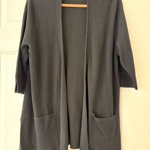 Women's Black Open Front Sweater